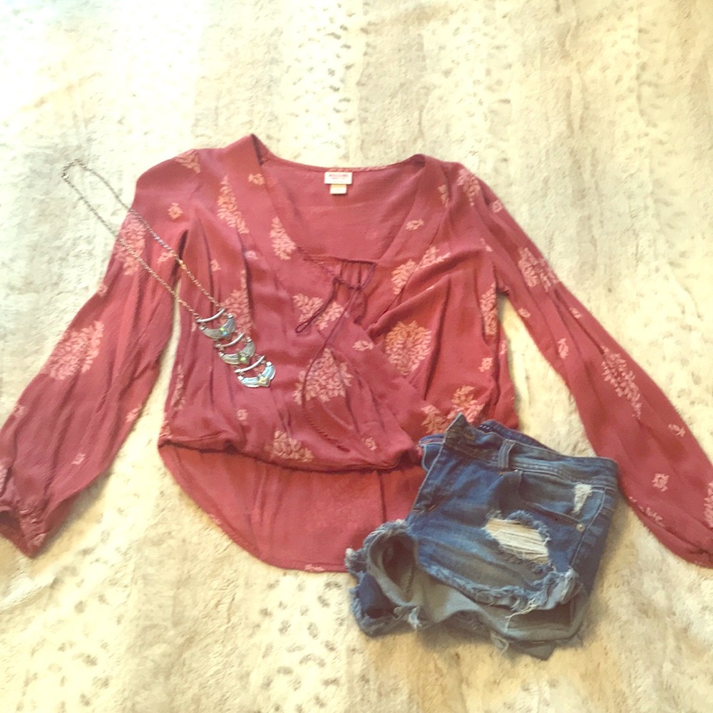 Long sleeve wrap top